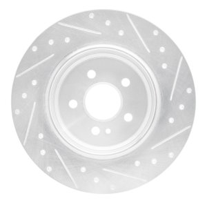 Mercedes-Benz ML430 Brake Rotor (1) - Rear Left - R1 Concepts - Drilled & Slotted - Silver - `00-`05